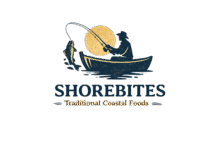 shorebites logo with coastal theme